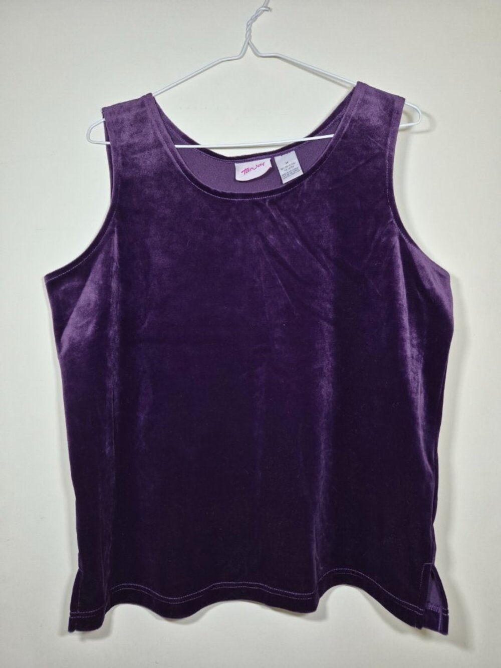Vintage Tan Jay Purple Velvet Tank Top Shell Size M/L Y2K 90s